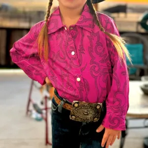 Kid's Pink Boot Stitch Long Sleeve Top