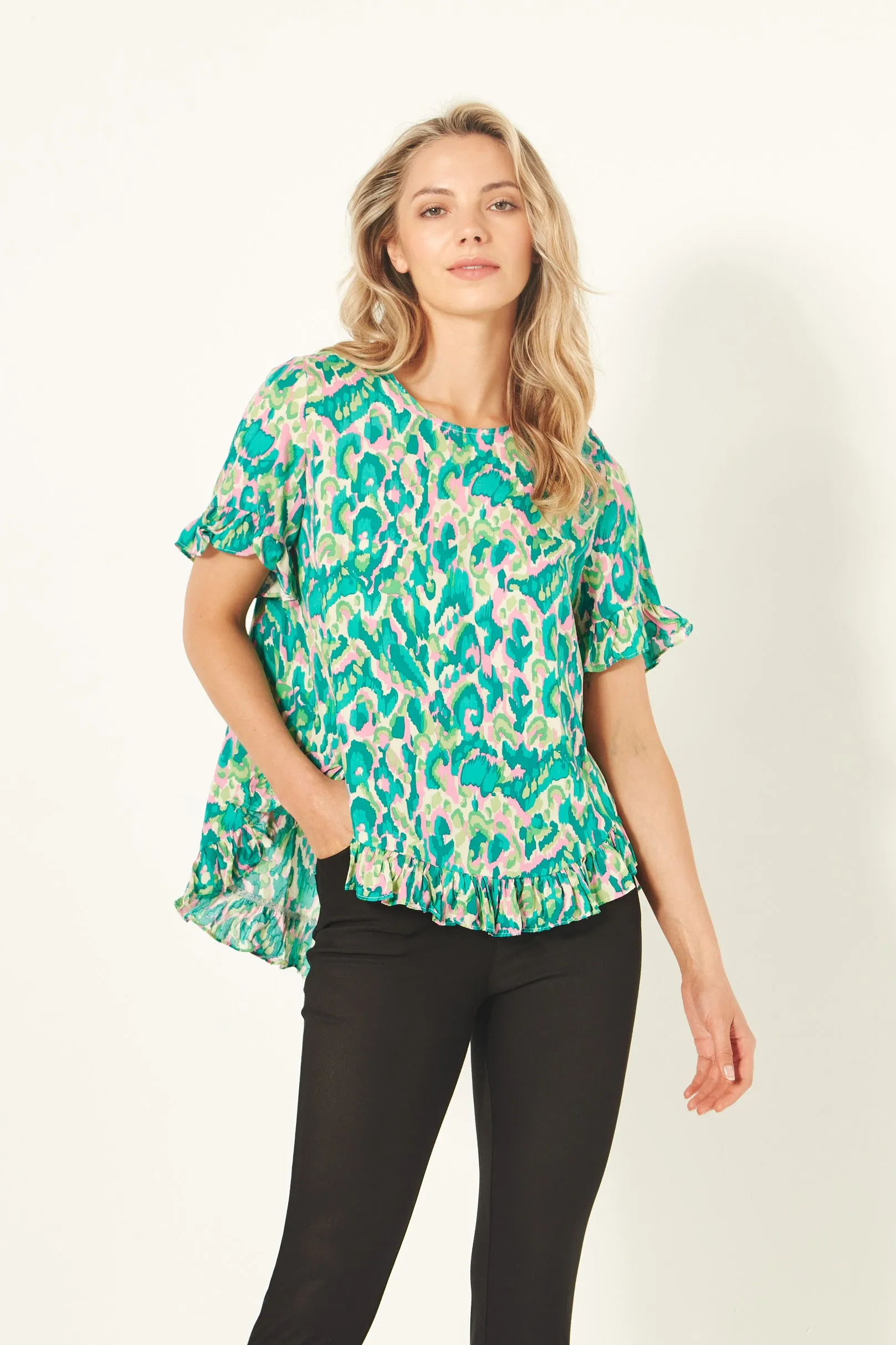 Lemon Tree - Madelaine Top - LT904 - Teal Print - 50% Off