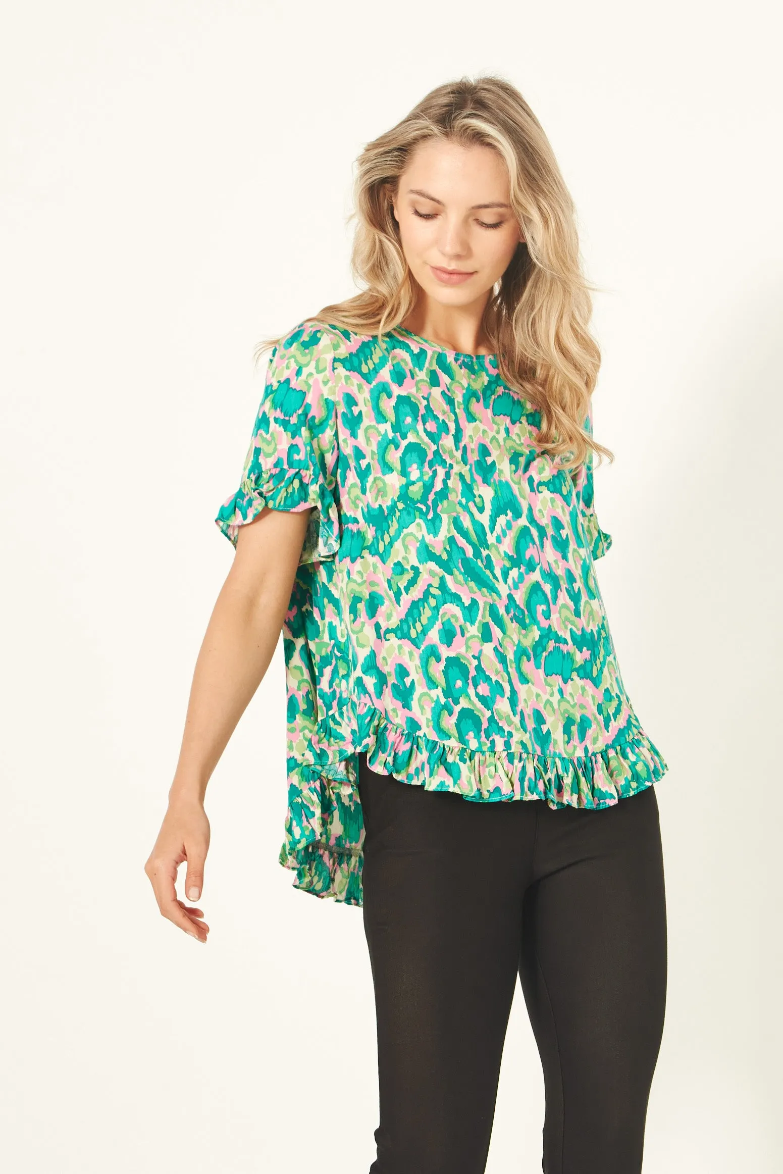 Lemon Tree - Madelaine Top - LT904 - Teal Print - 50% Off