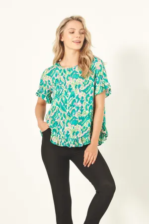 Lemon Tree - Madelaine Top - LT904 - Teal Print - 50% Off