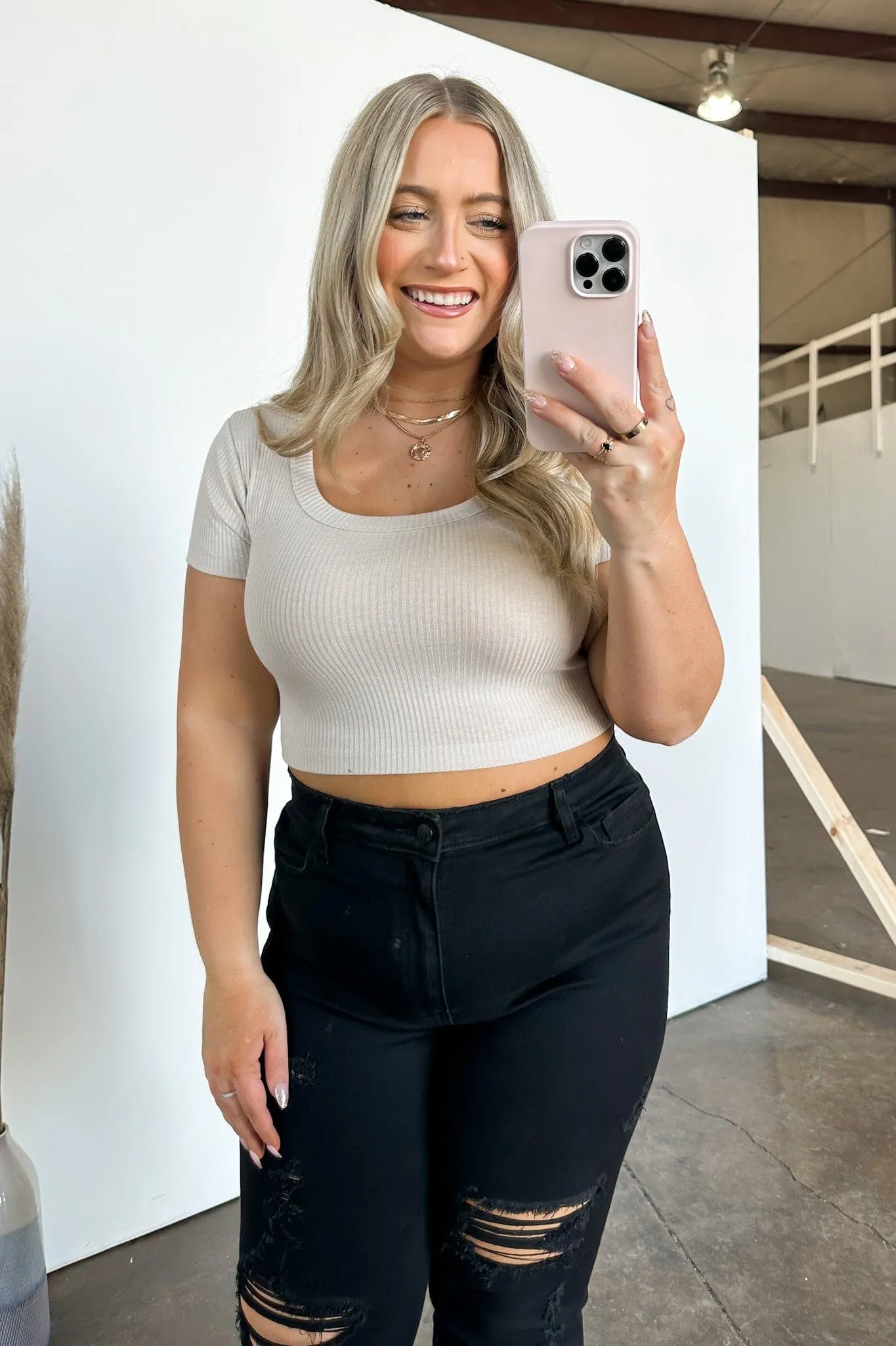 Liyah Ribbed Scoop Neck Cropped Top - BACK IN STOCK