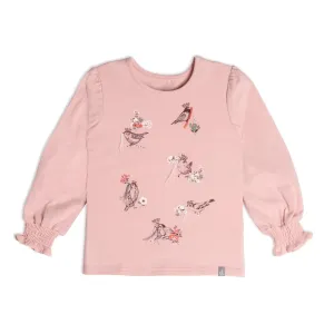 Long Sleeve Top With Ruching Silver Pink | DEUX PAR DEUX