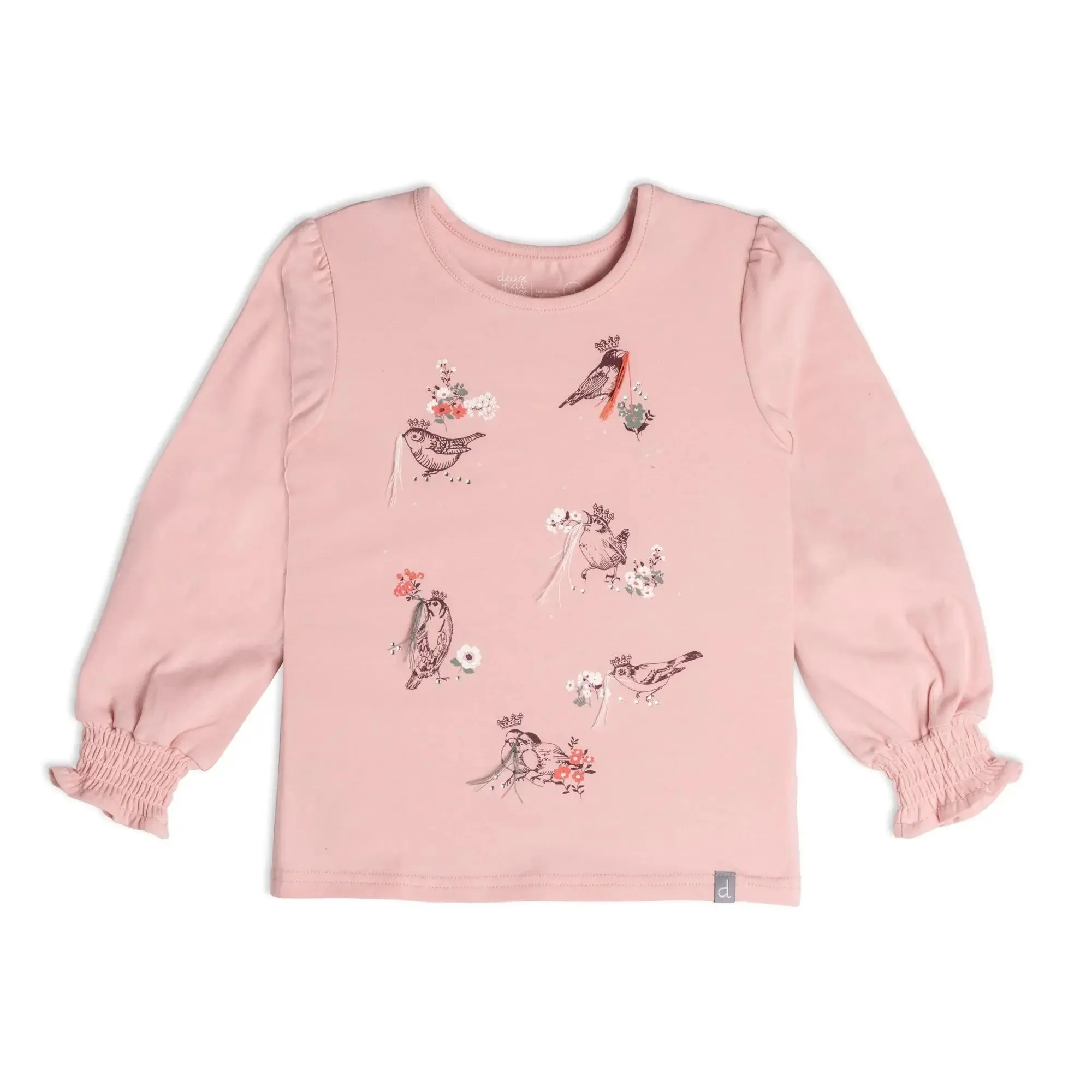 Long Sleeve Top With Ruching Silver Pink | DEUX PAR DEUX