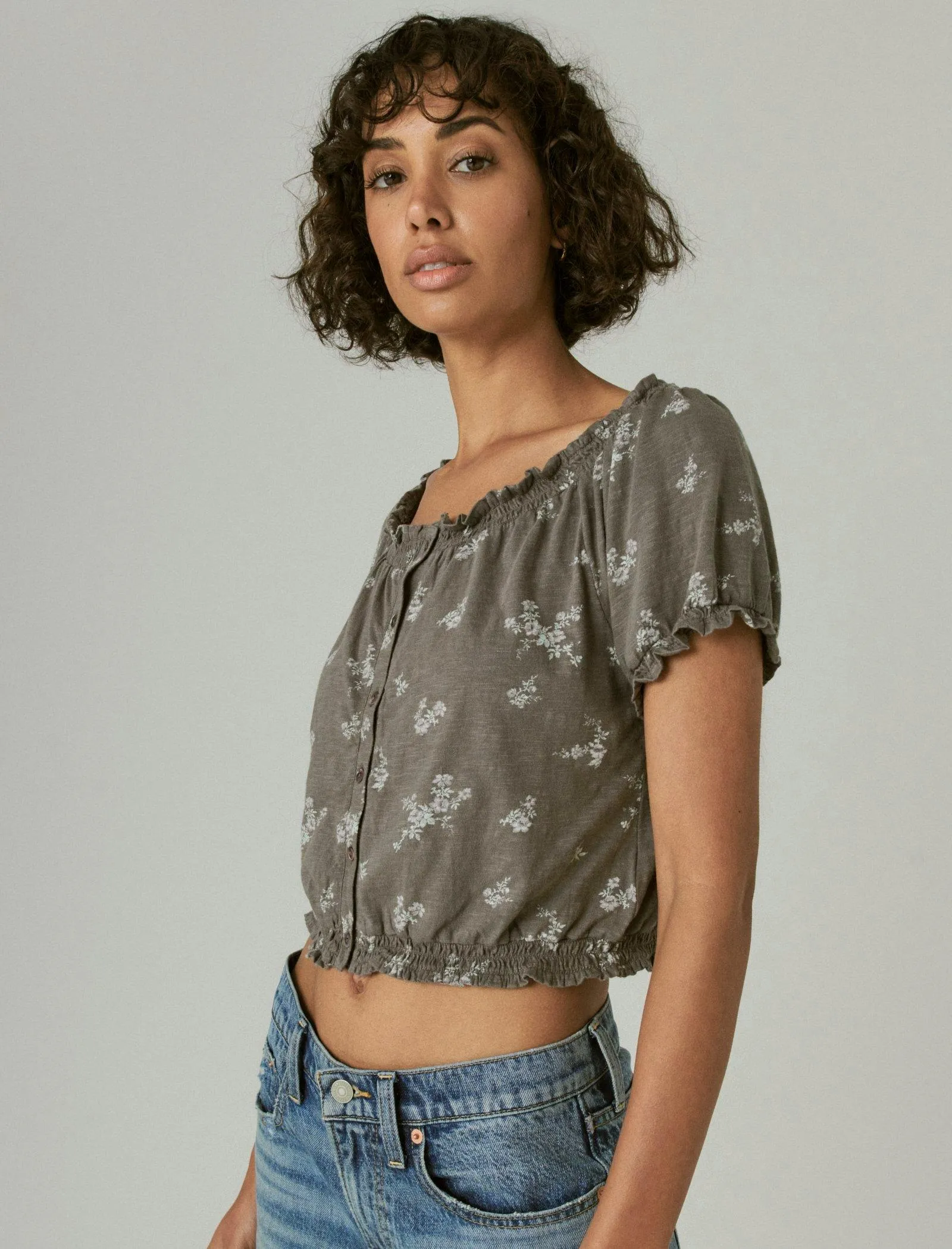 Lucky Brand Women's Feminine Bubble Hem With Buttons
