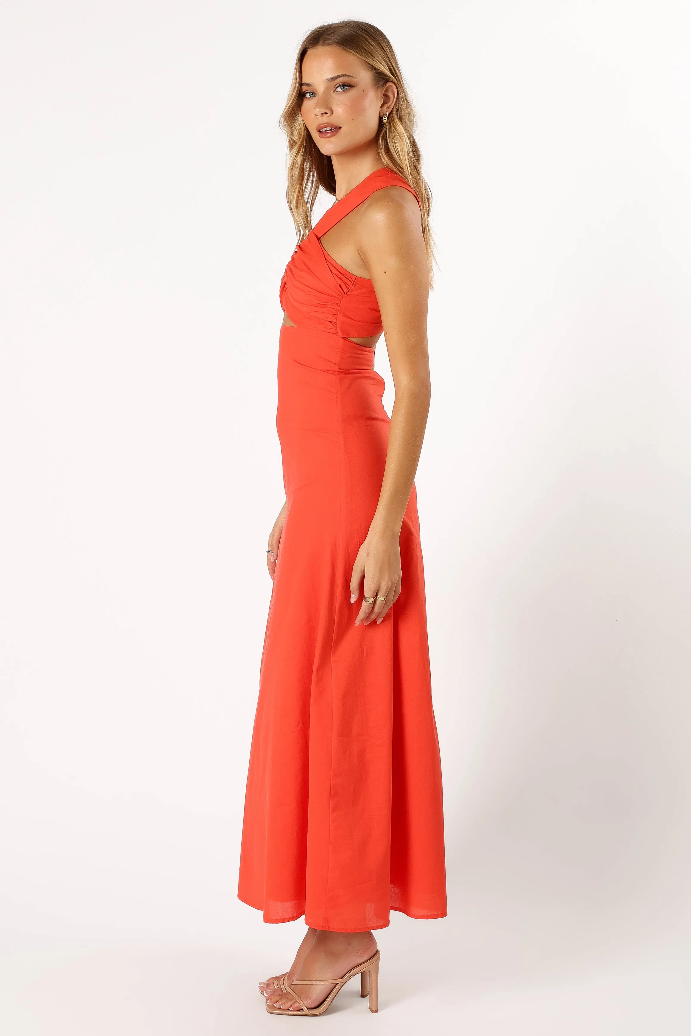 Luna One Shoulder Maxi Dress - Tangerine