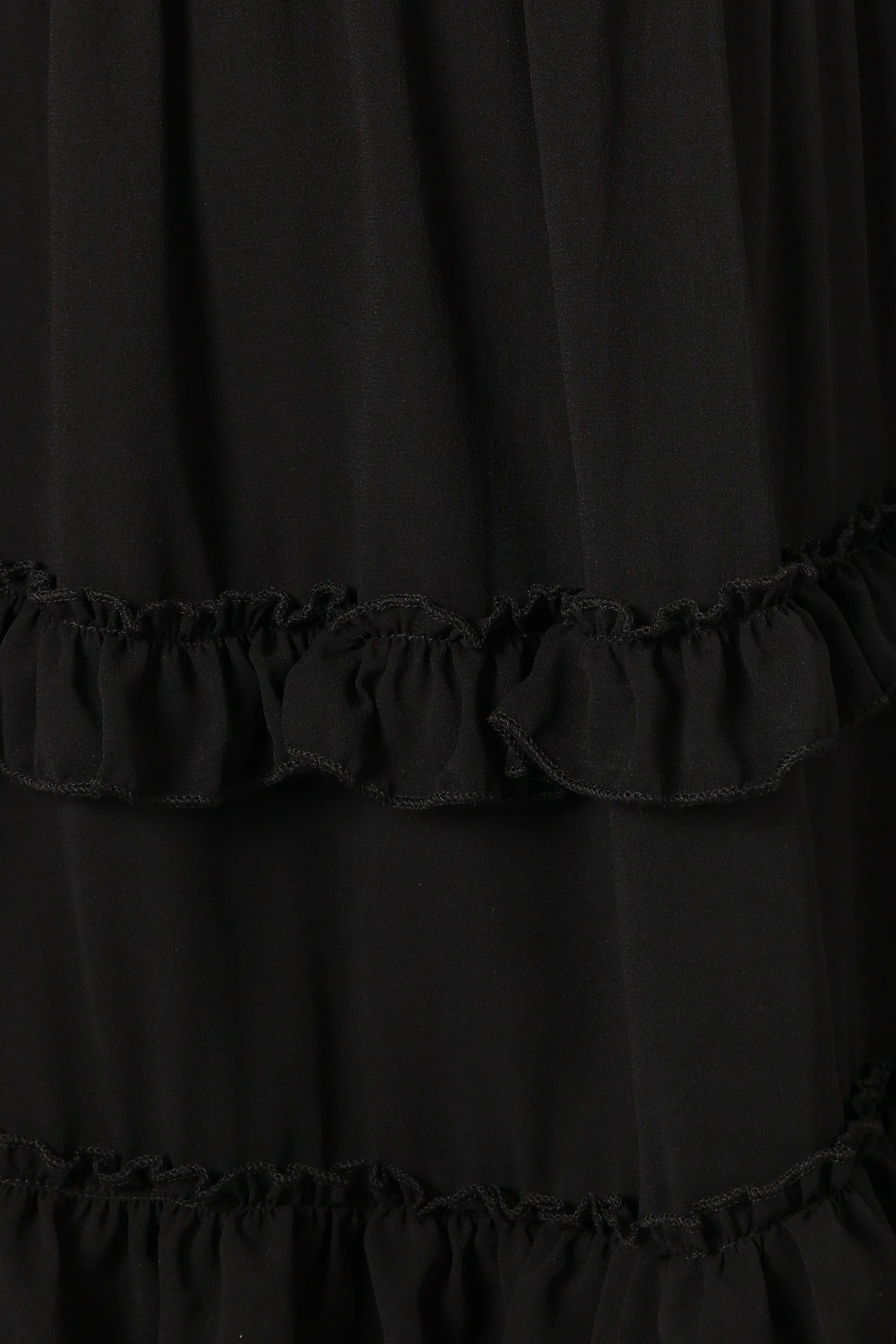 Marli Ruffle Midi Dress - Black