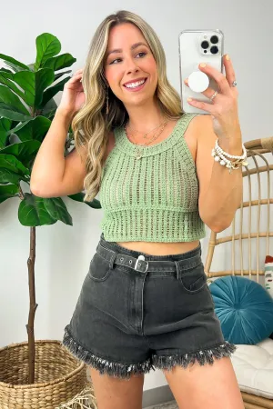 Milla Crochet Rib Knit Cropped Tank Top