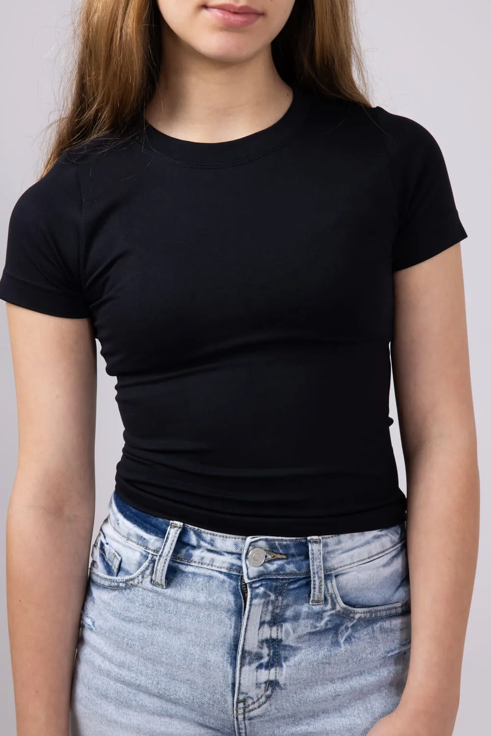Moa Moa Seamless Shirt for Girls in Black | ITF930G-SEM-BLACK