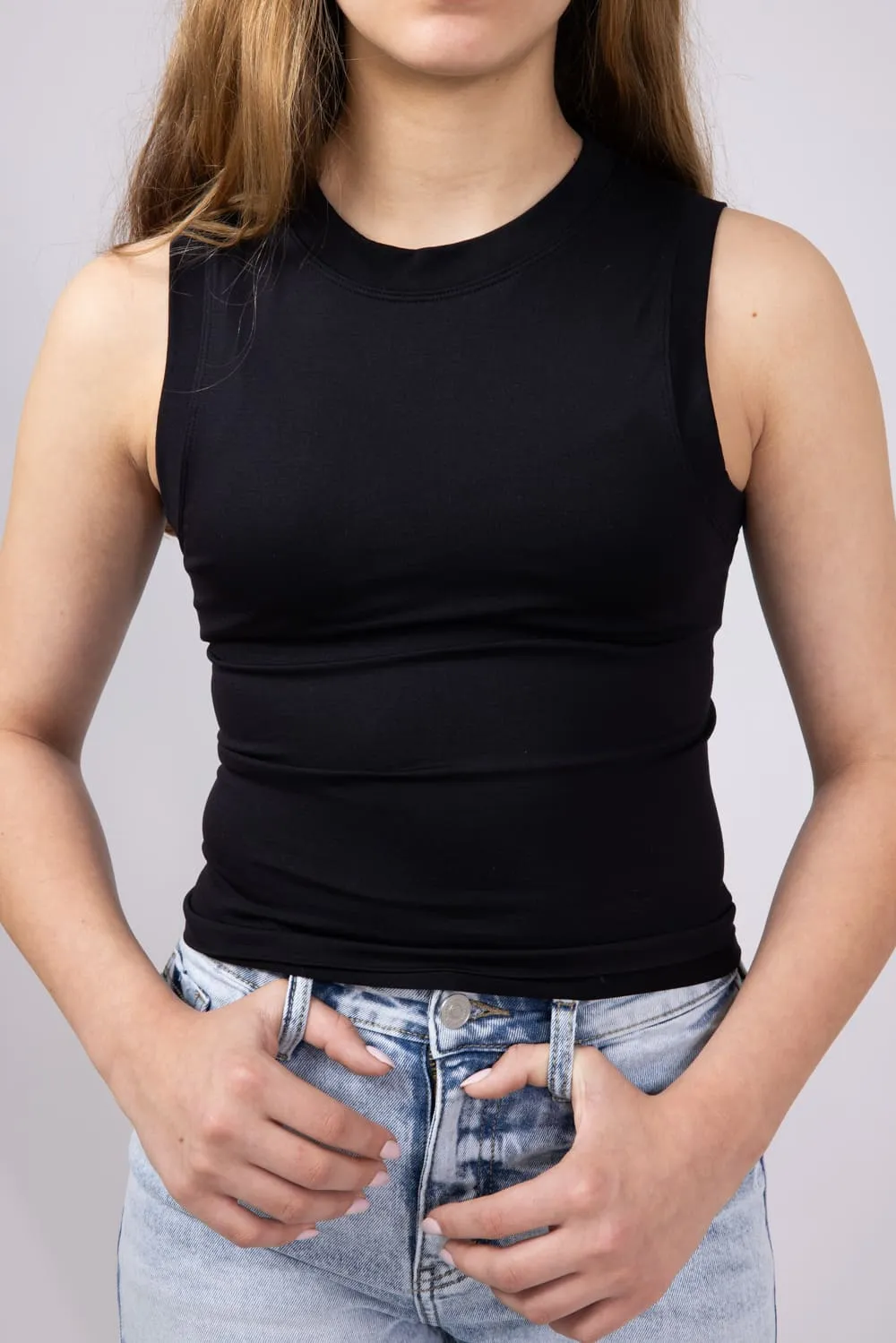 Moa Moa Seamless Tank Top for Girls in Black | ITD799G-SEM-BLACK