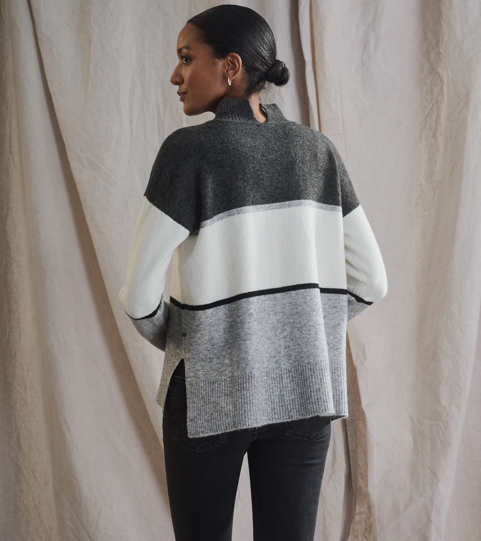 Mock Neck Tunic - Grey Block -Hatley