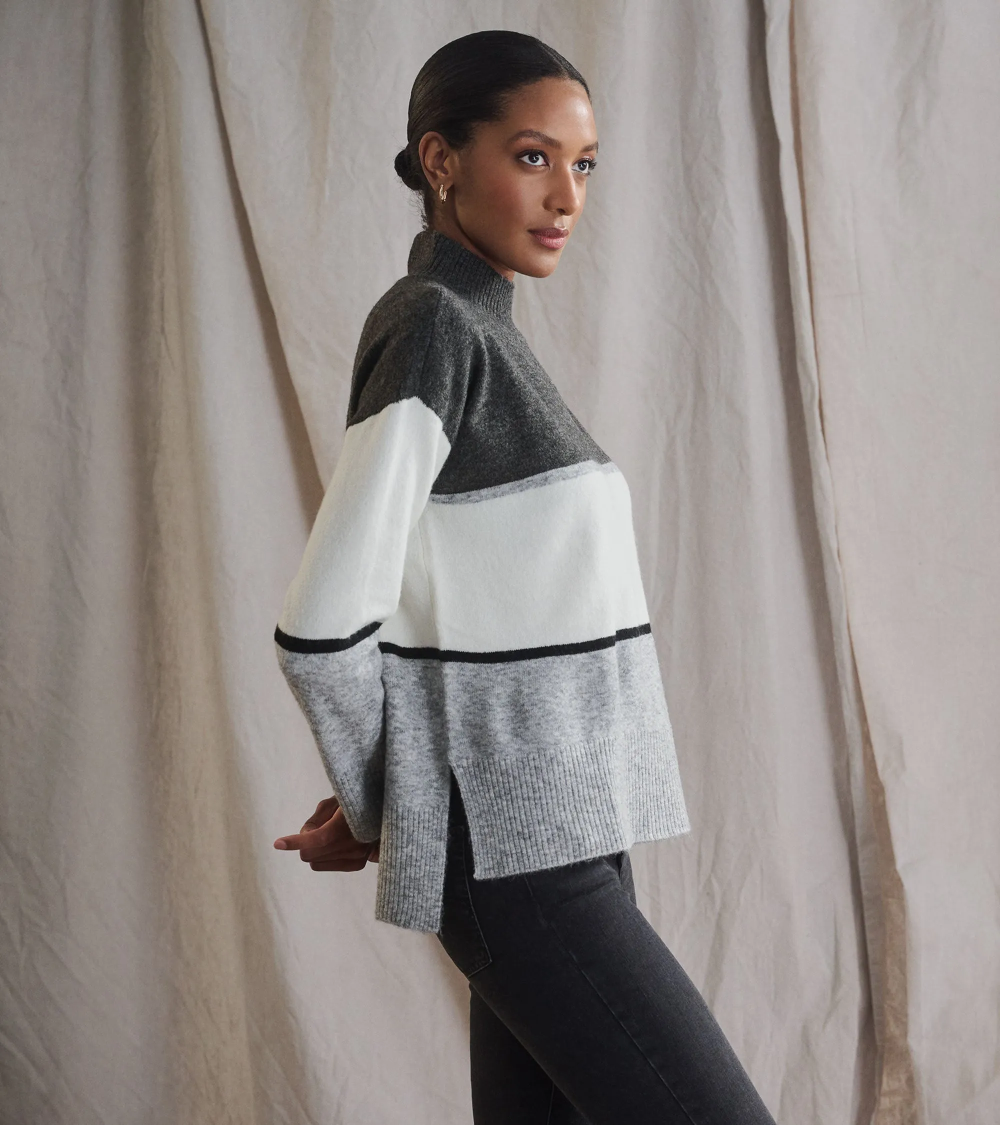 Mock Neck Tunic - Grey Block -Hatley