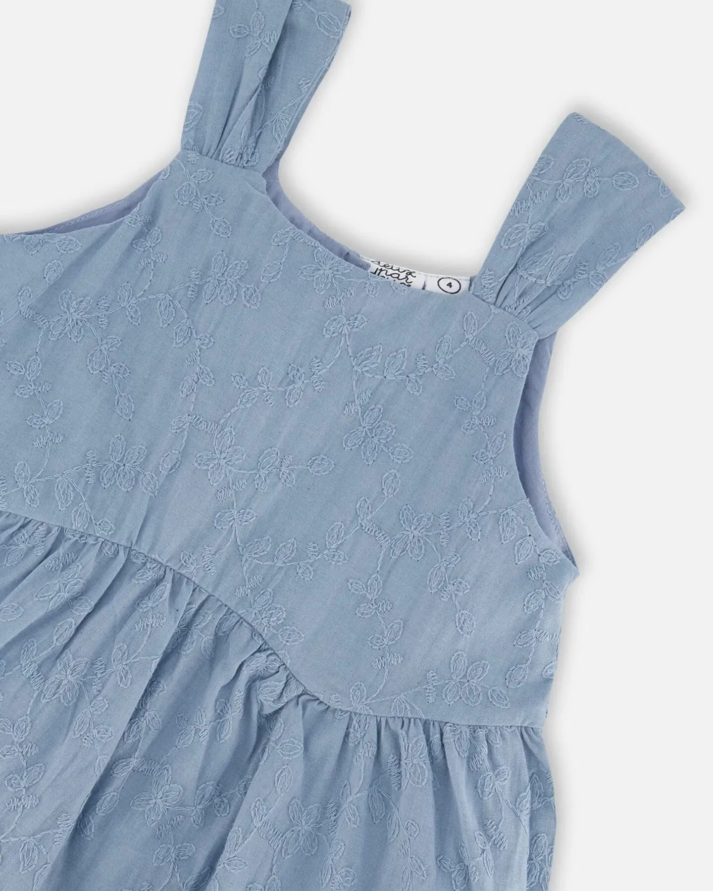 Multi-Tiered Eyelet Dress Gray Blue
