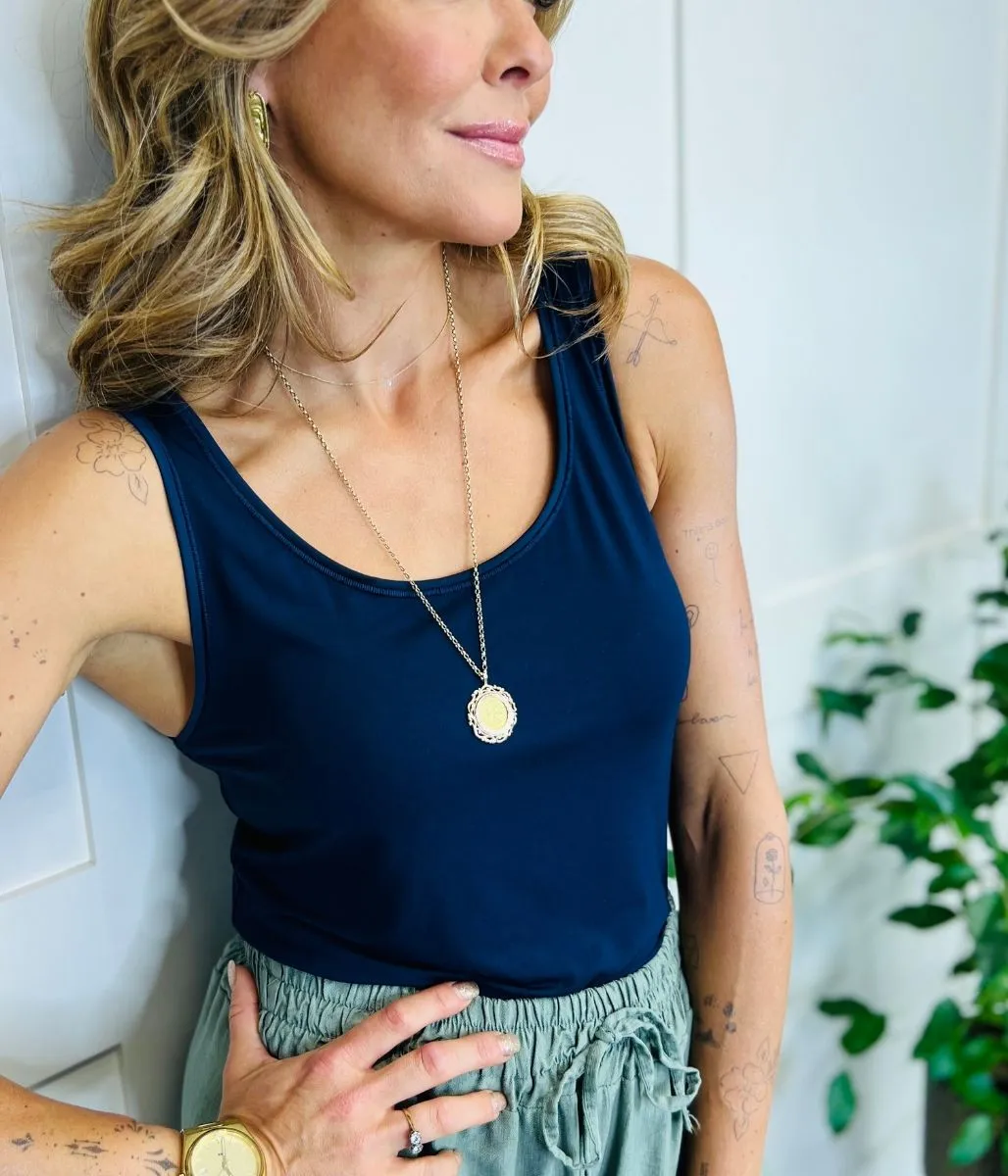 Navy Modal Rich Vest Top