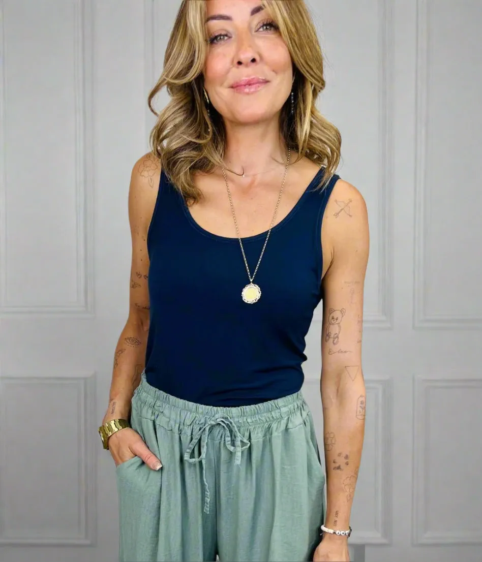 Navy Modal Rich Vest Top