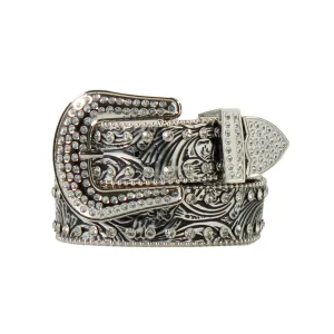 Nocona Girl's Black and Silver Crystal Belt