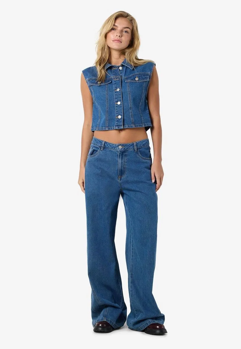 Noisy May - Robie Regular Crop Medium Blue Denim - Vest