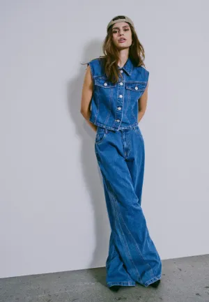 Noisy May - Robie Regular Crop Medium Blue Denim - Vest