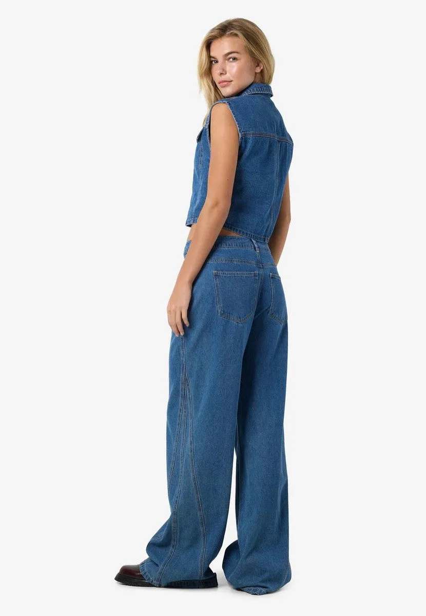 Noisy May - Robie Regular Crop Medium Blue Denim - Vest