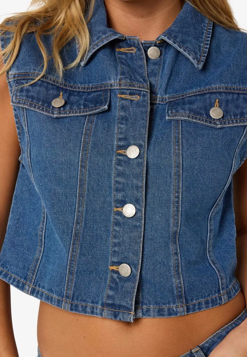 Noisy May - Robie Regular Crop Medium Blue Denim - Vest