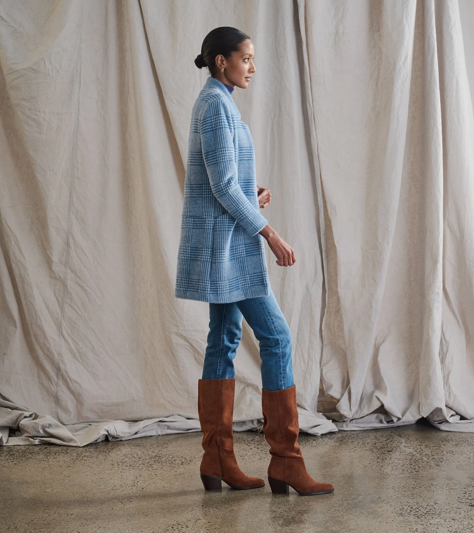 Open Front Jacket - Blue Check -Hatley