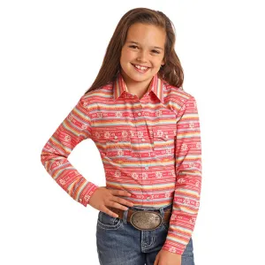 Panhandle Girls Multi Pink Aztec Long Sleeve