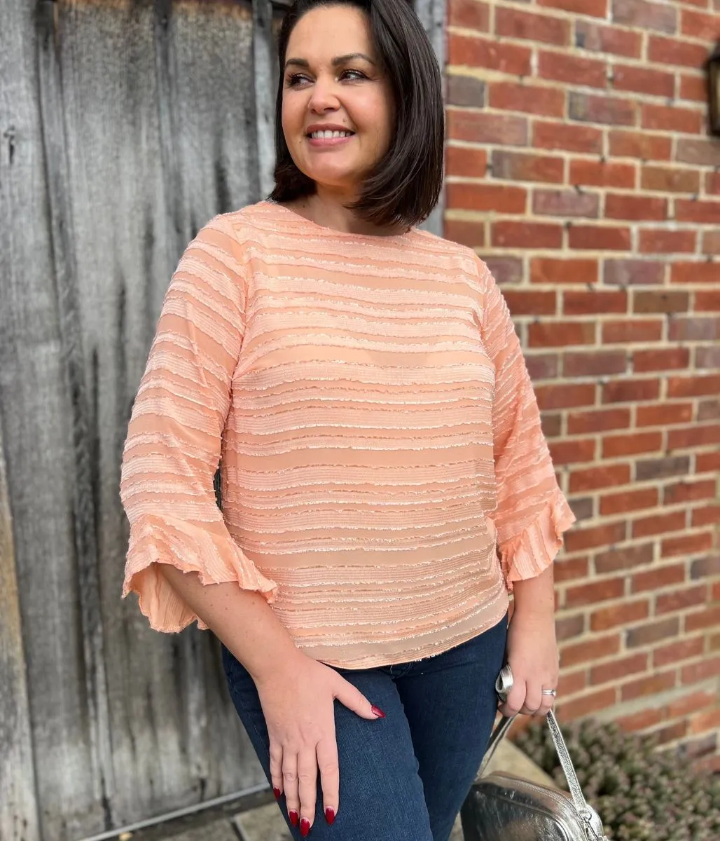 Peach Striped Burn Out Top