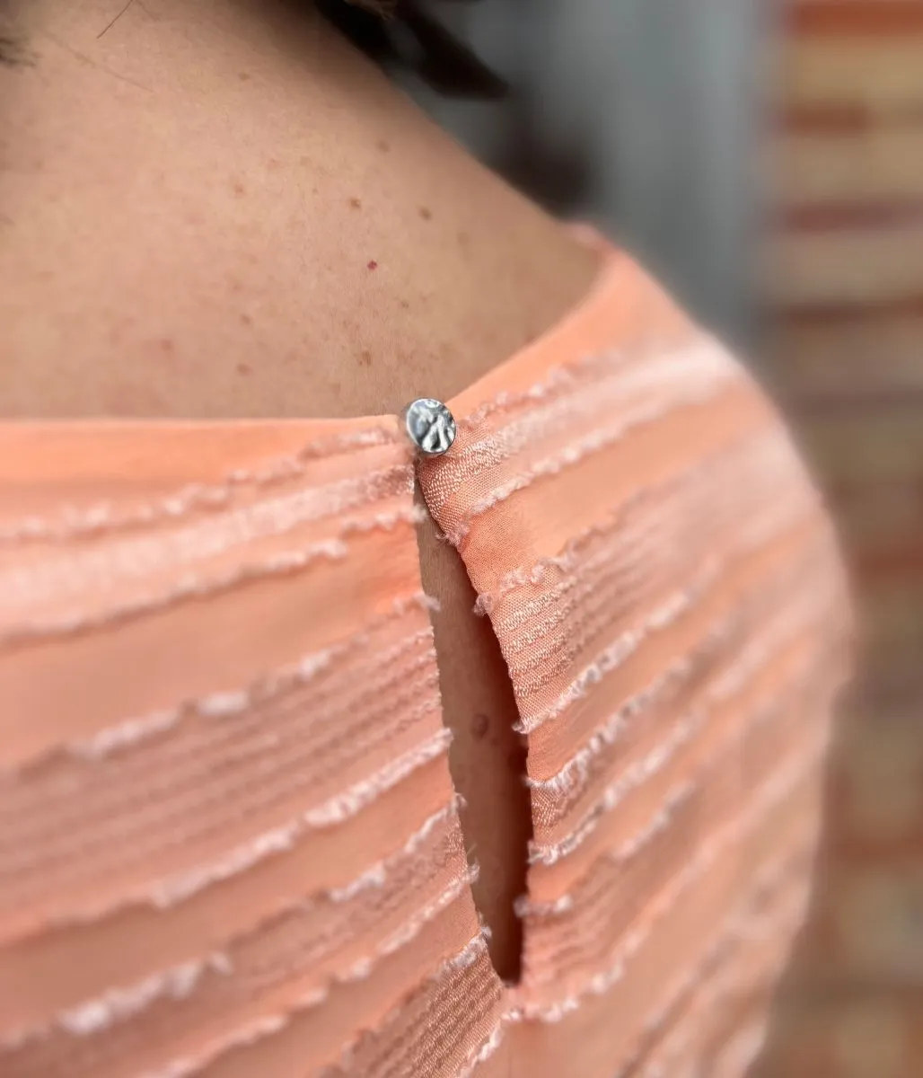 Peach Striped Burn Out Top