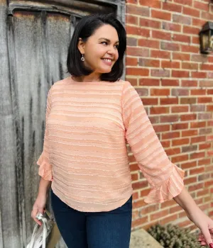 Peach Striped Burn Out Top