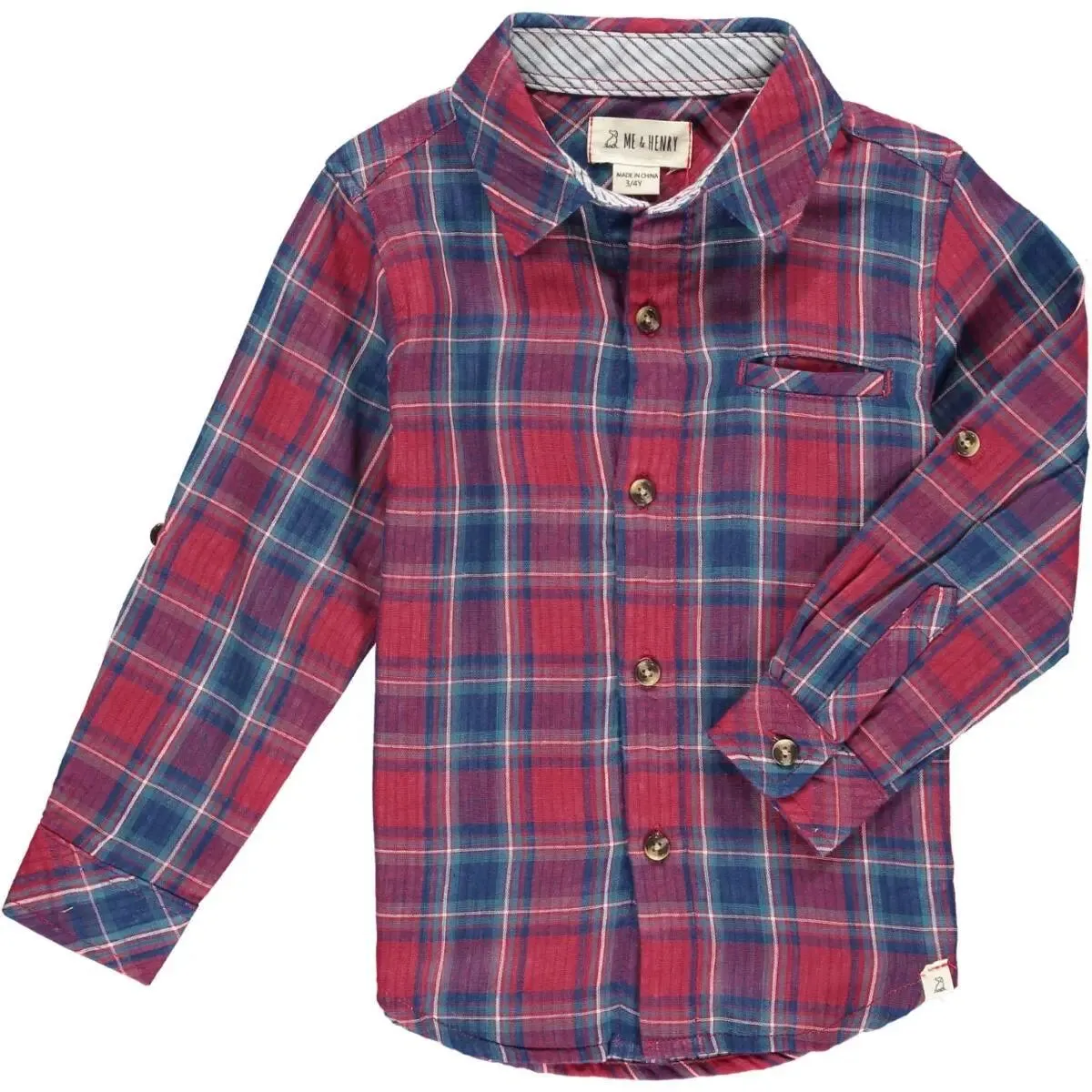Red/blue plaid woven shirt | Me & Henry