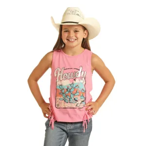 Rock & Roll Girls Pink Howdy Fringe Tank