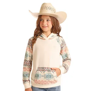 Rock & Roll Kid's Natural & Aztec Sleeve Hoodie