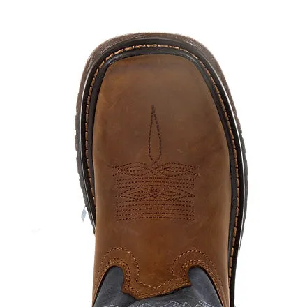 Rocky Big Kid's Brown and Blue Square Toe Boot