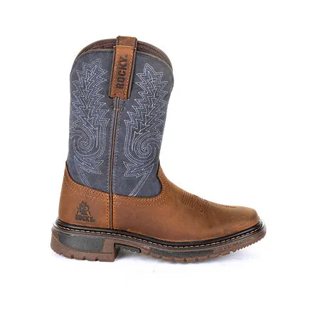 Rocky Big Kid's Brown and Blue Square Toe Boot