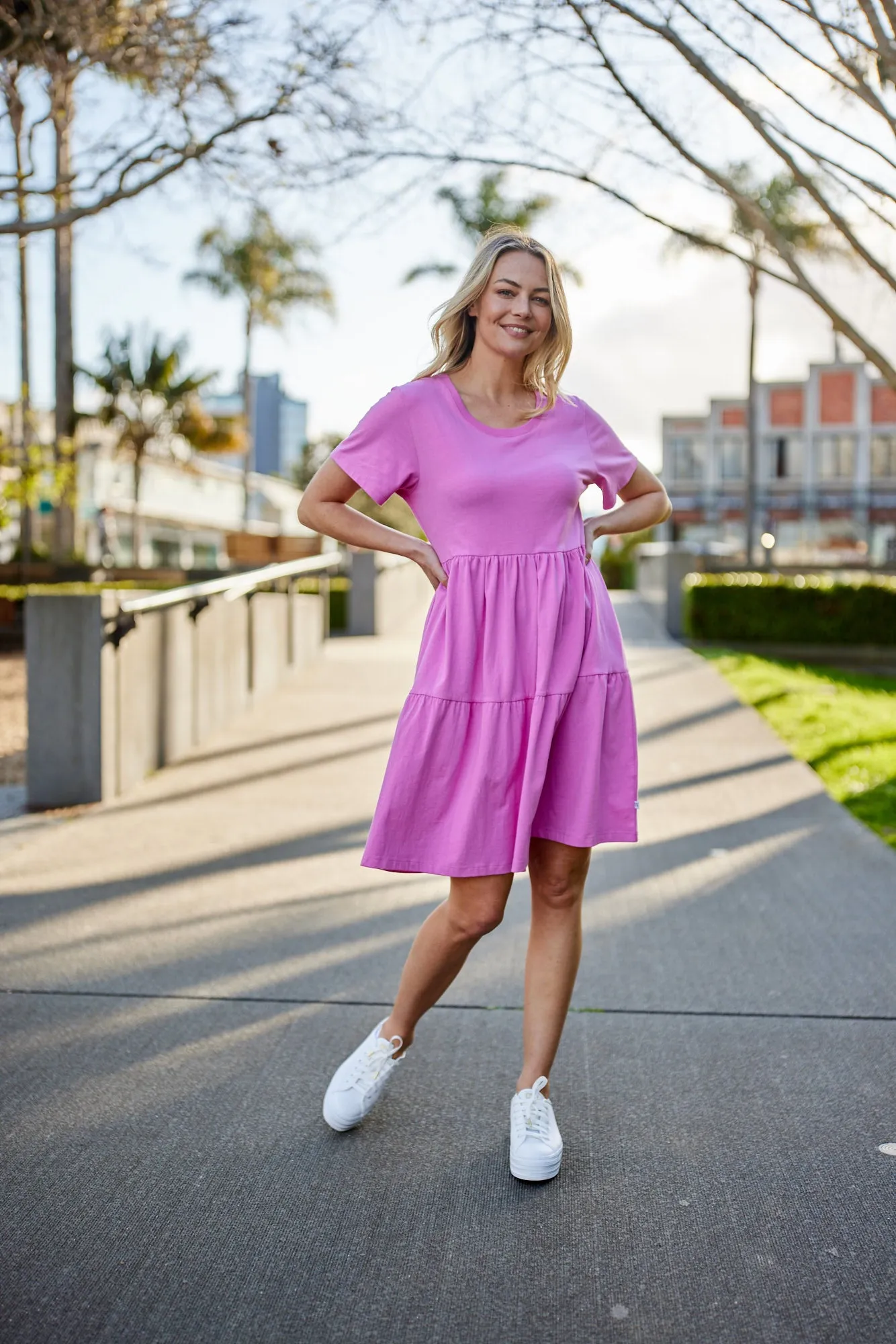 Shine On Essentials Empire Line Dress Super Pink