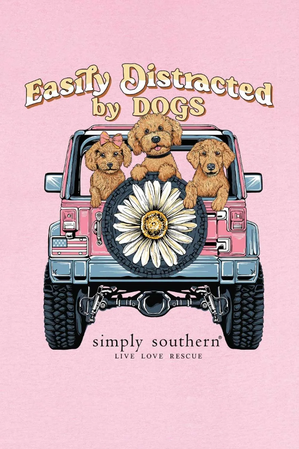 Simply Southern Youth Easily Distracted By Dogs T-shirt for Girls in Pink | YTH-SS-EASILY-FANCYCANDY