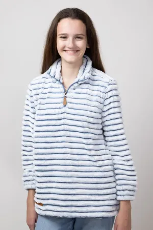 Simply Southern Youth Luxe Quarter Zip Front Pullover for Girls in Blue Steel | PP-0224-YTH-PULL-LUXE-STEEL