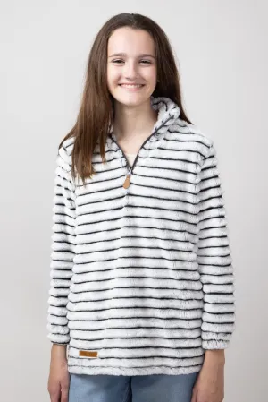 Simply Southern Youth Luxe Quarter Zip Front Pullover for Girls in Pavement | PP-0224-YTH-PULL-LUXE-PVMNT