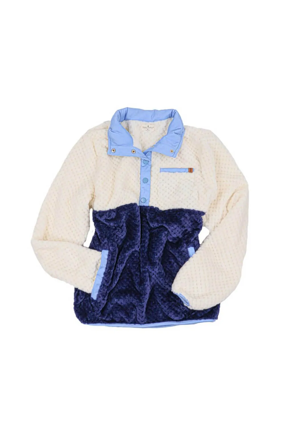 Simply Southern Youth Simply Soft Pullover for Girls in Navy Color Block | PP-0224-YTH-PULL-SMPSFT-NAVY