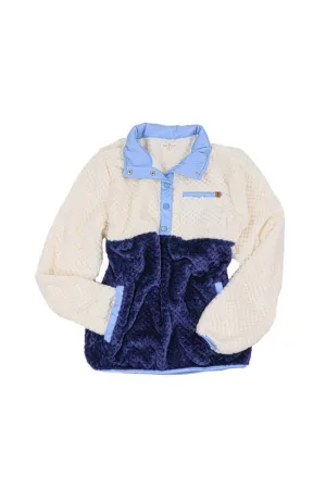 Simply Southern Youth Simply Soft Pullover for Girls in Navy Color Block | PP-0224-YTH-PULL-SMPSFT-NAVY