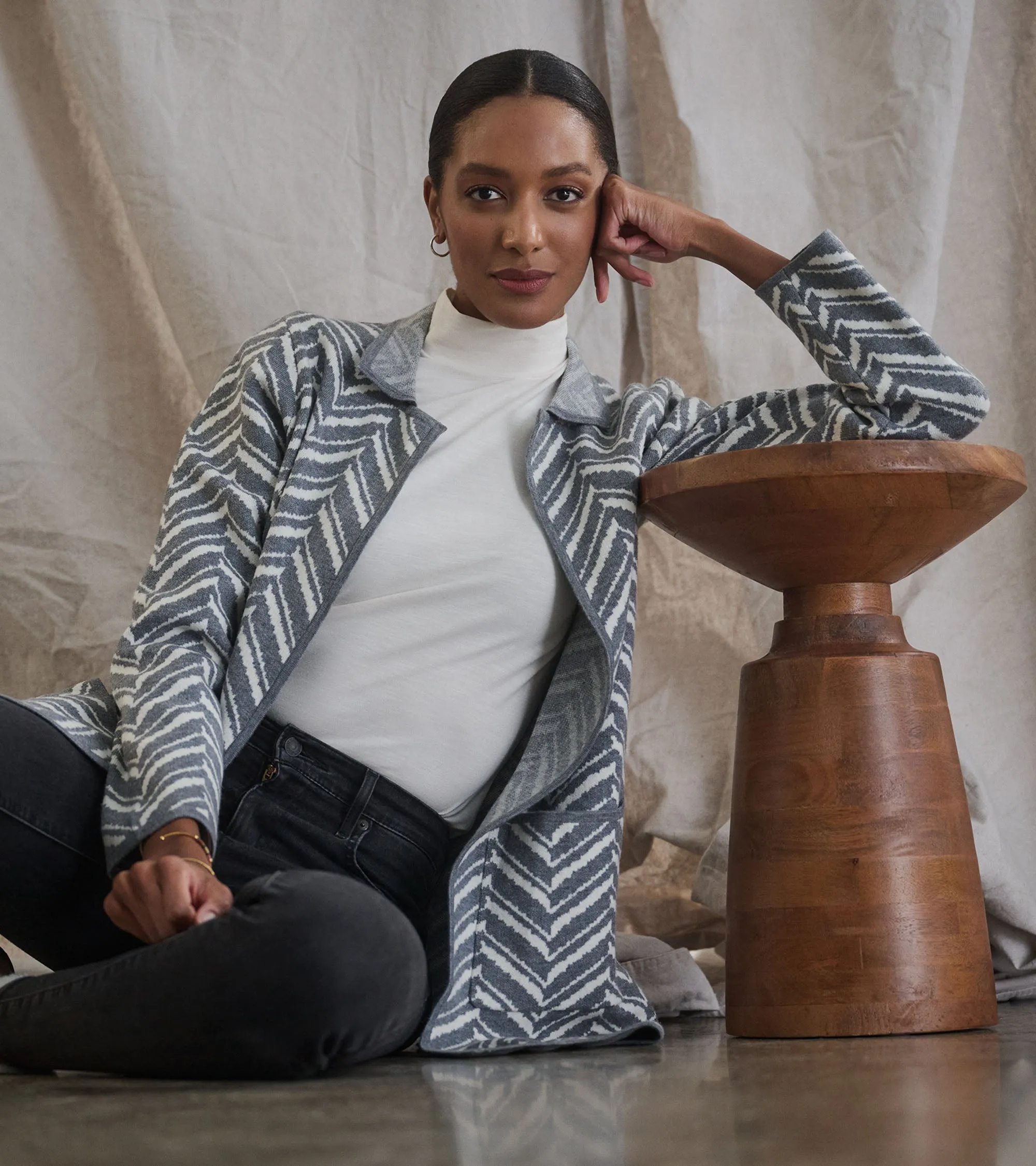 Sweater Blazer - Grey Chevron -Hatley