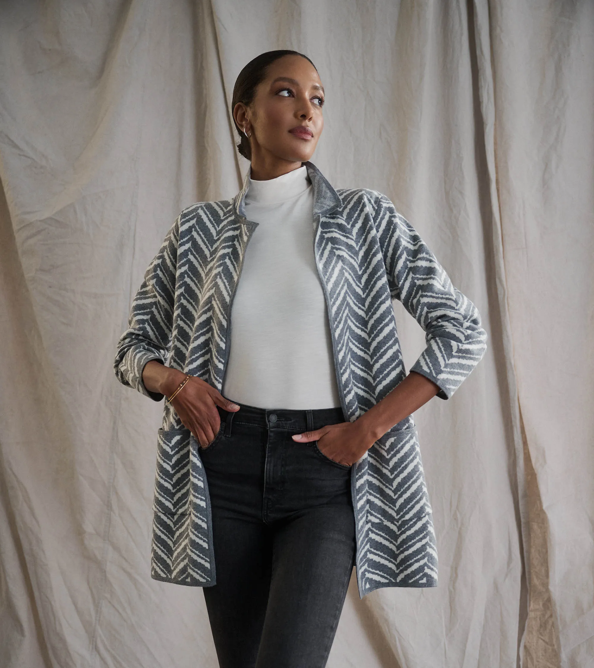 Sweater Blazer - Grey Chevron -Hatley