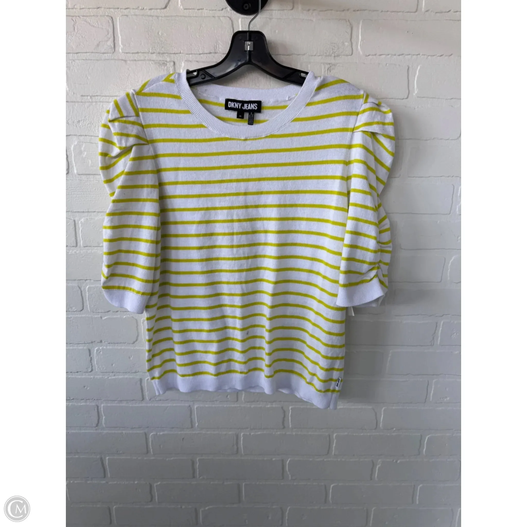 Sweater By Dkny In Green & White, Size: Xl