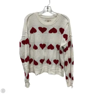 Sweater By Lucky Brand In Red & White, Size: L