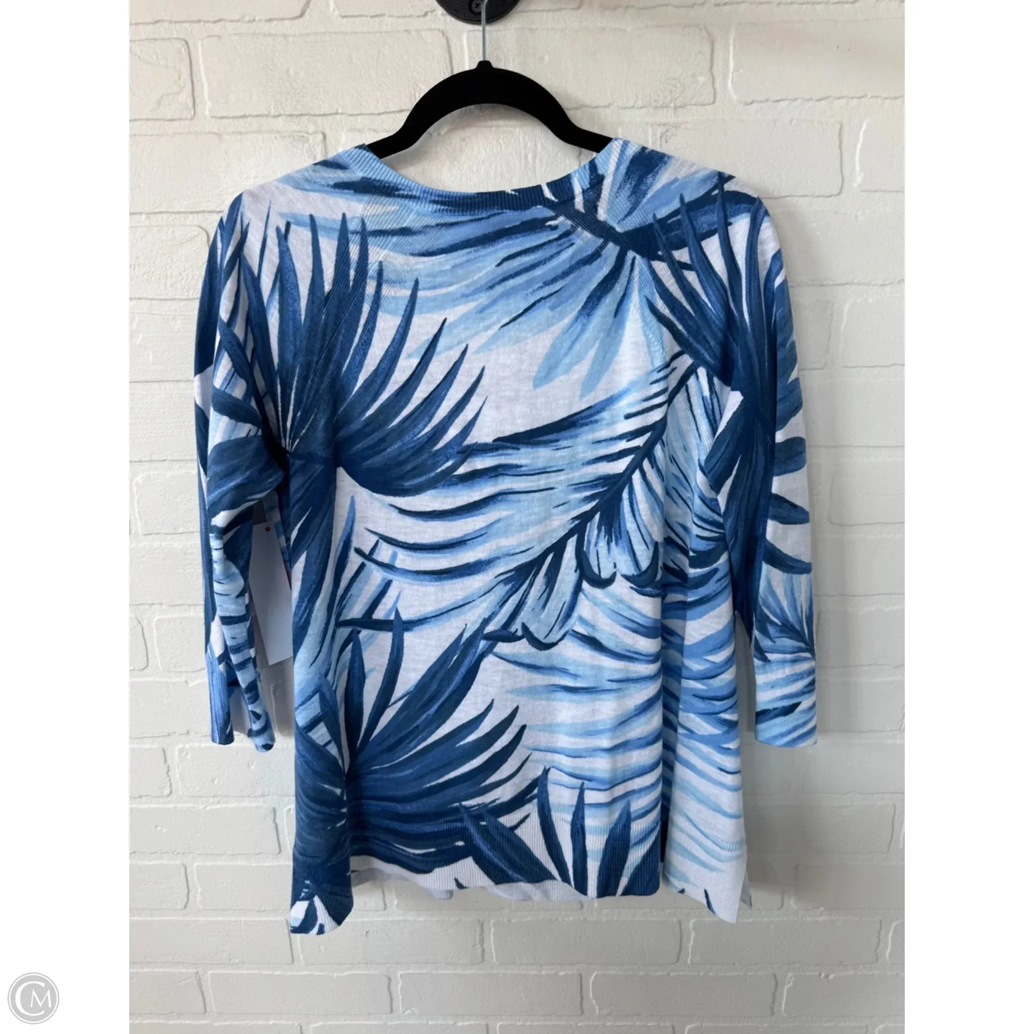 Sweater By Talbots In Blue & White, Size: M