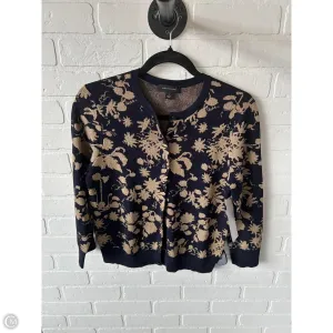Sweater Cardigan By Ann Taylor In Blue & Gold, Size: M