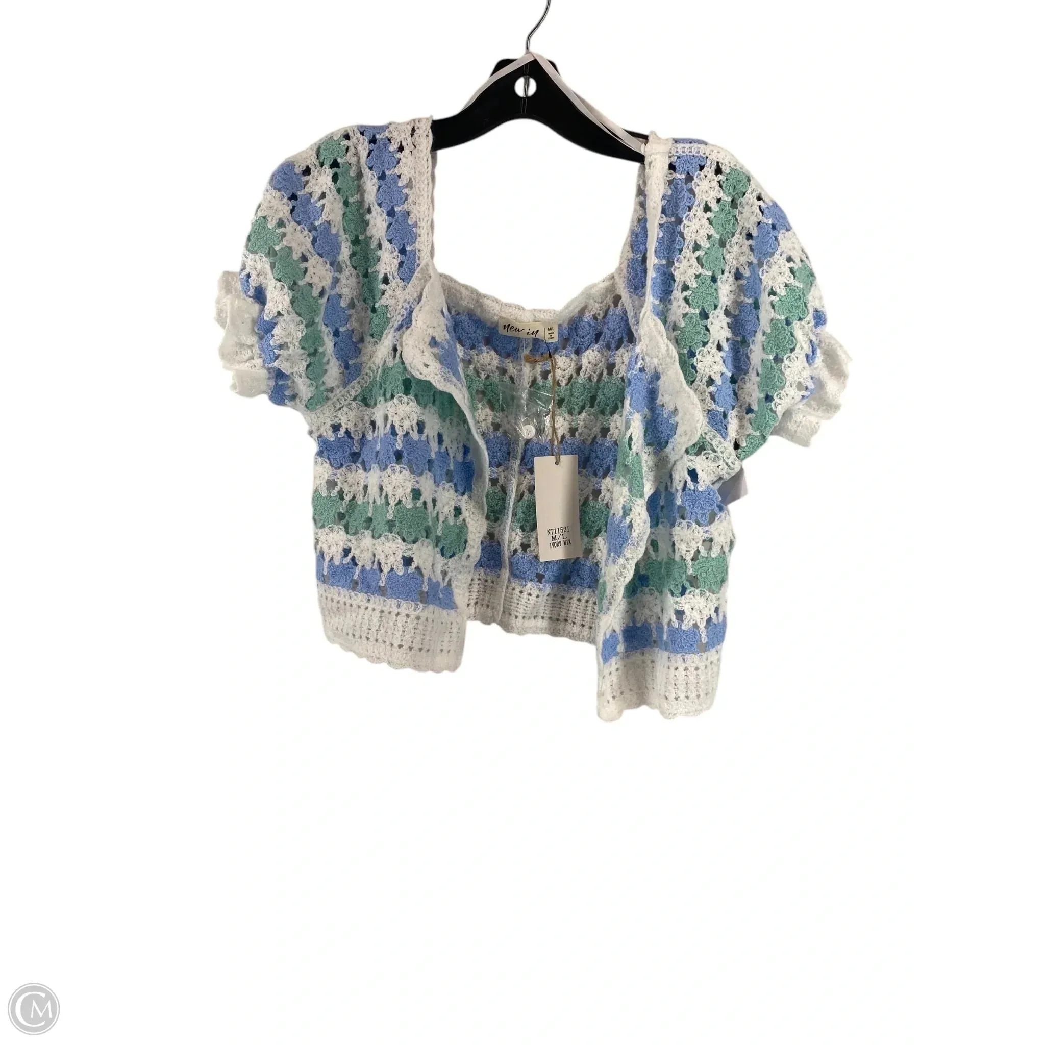 Sweater Cardigan By Clothes Mentor In Blue & Green, Size: M