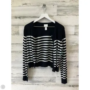 Sweater Cardigan By H&m In Black & White, Size: M