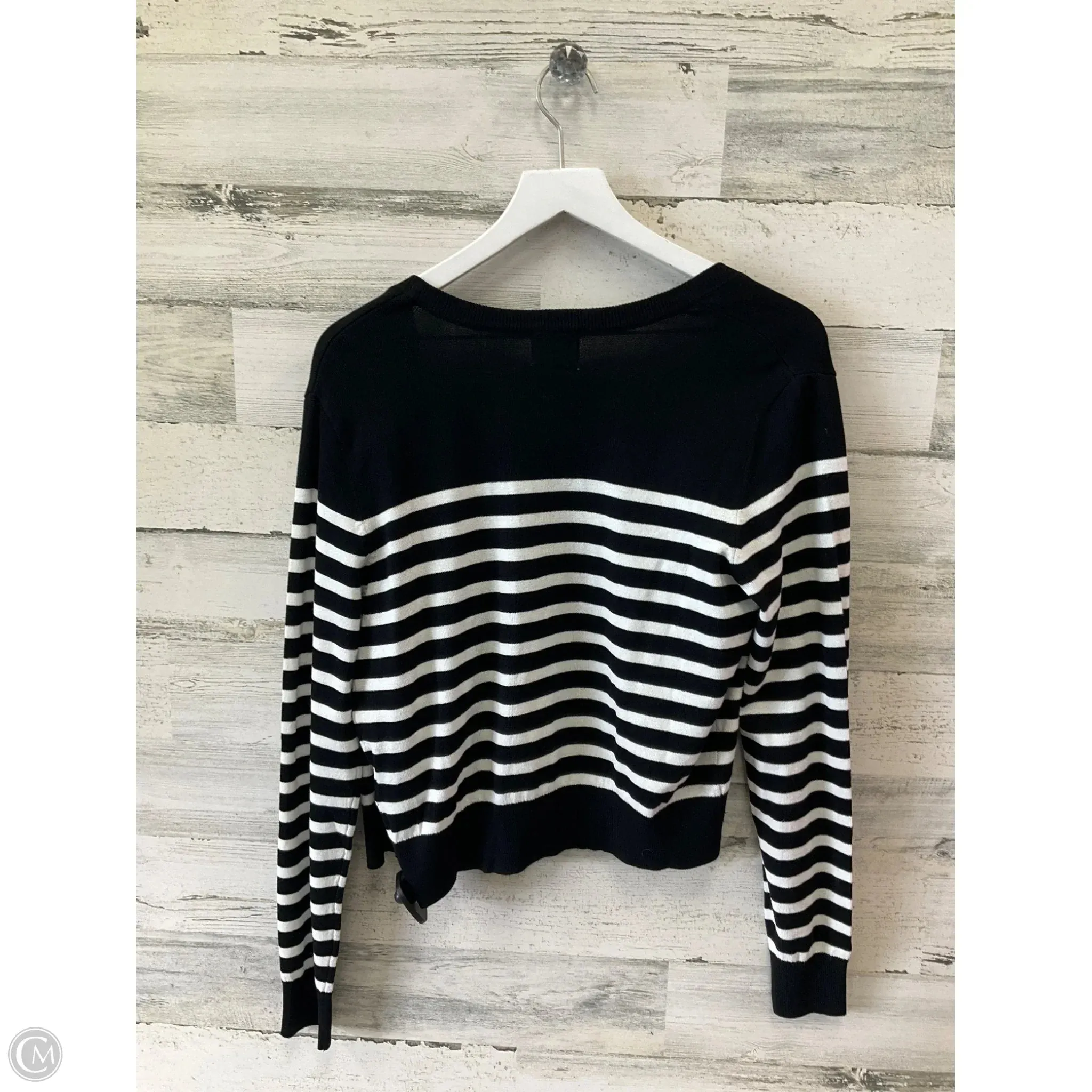 Sweater Cardigan By H&m In Black & White, Size: M