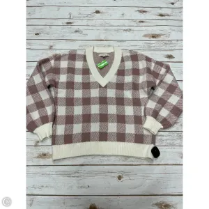 Sweater Cardigan By Loft In Plaid Pattern, Size: M