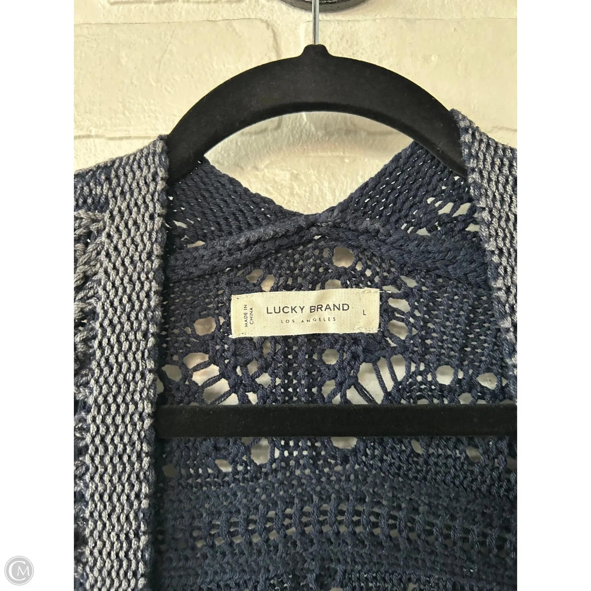 Sweater Cardigan By Lucky Brand In Blue, Size: L